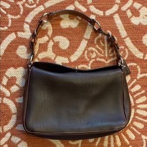 Pebbled brown leather coach purse. Coral lining!
